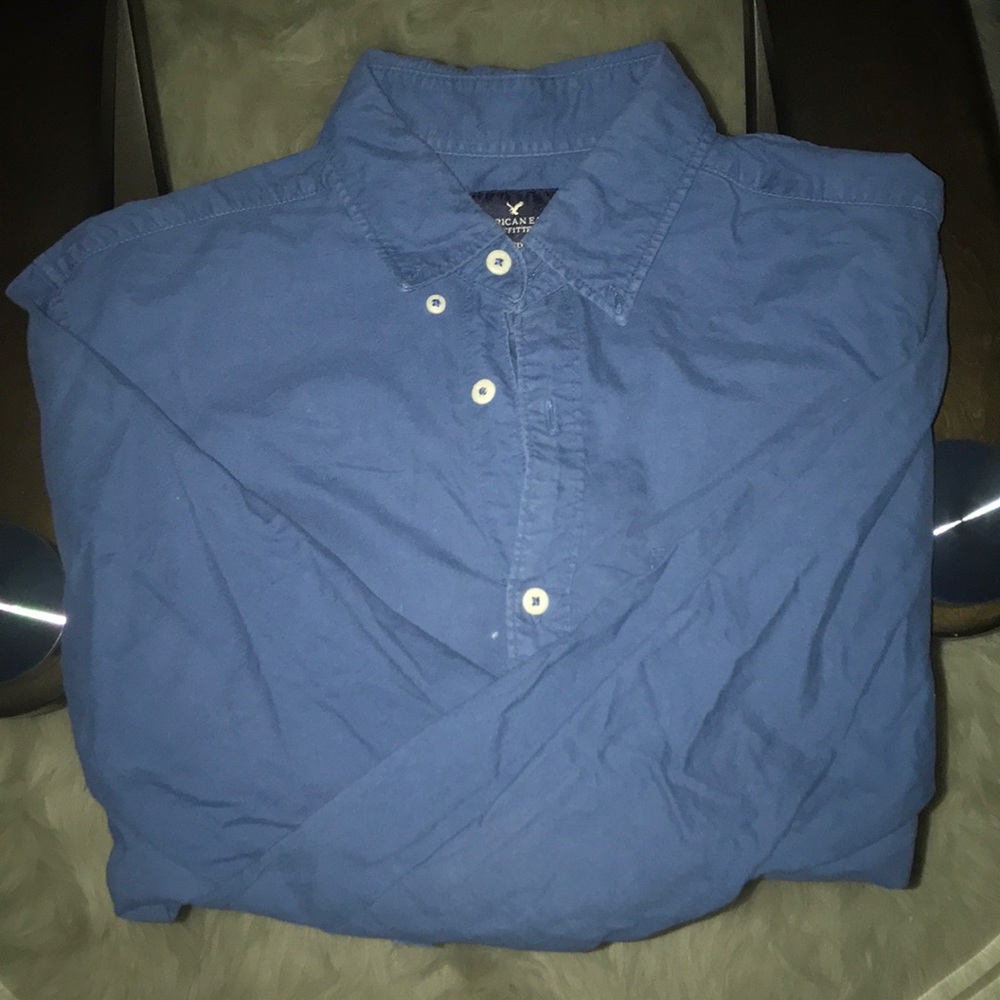 American Eagle Blue Long Sleeve Dress Shirt